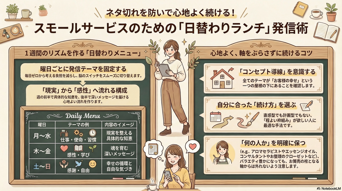 ブログのネタ切れ・マンネリを救う！「阿部式日替わりランチ」発信術