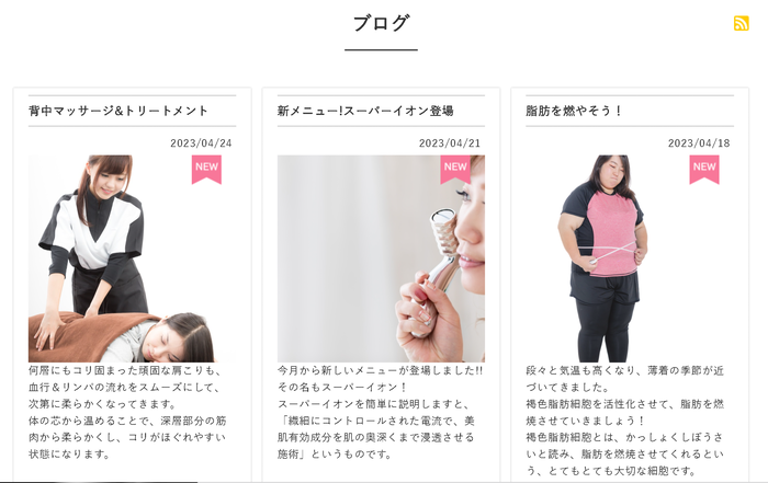 画像のサイズが統一されたブログ